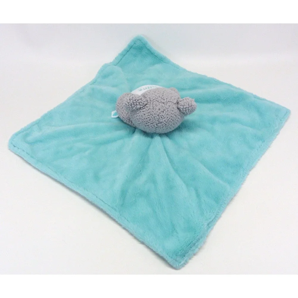 Build A Bear Security Blanket Lovey Teddy Bear Gray Teal Baby Holding Hugs Heart